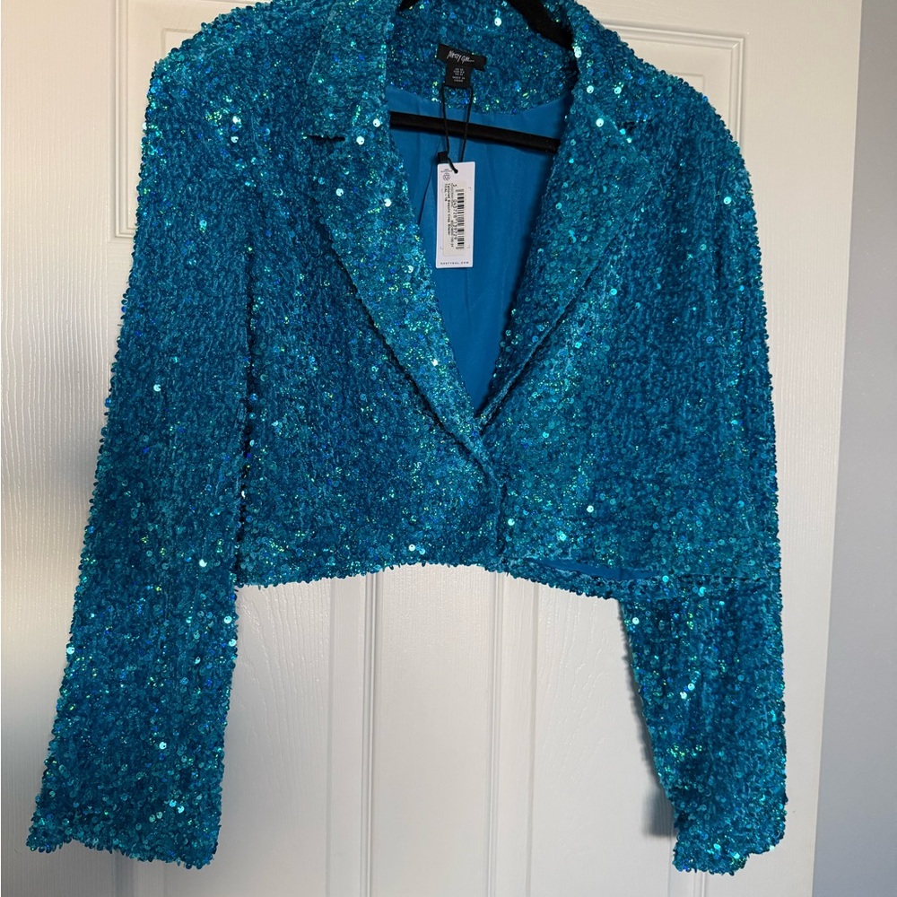 Nasty Gal Sparkling Blue Sequin Blazer